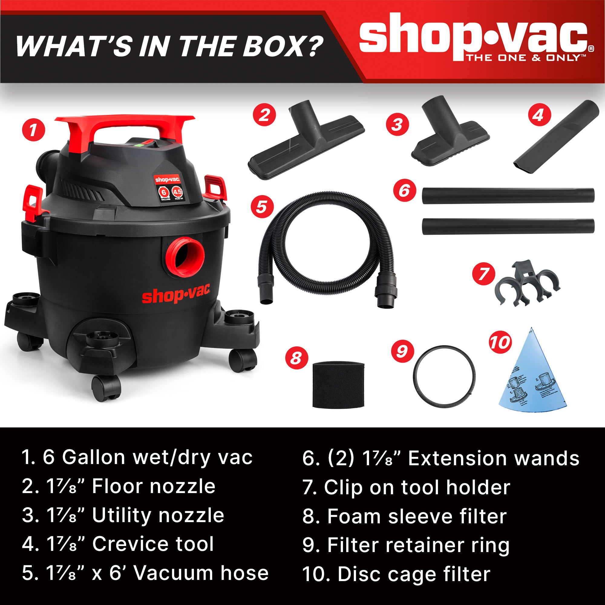 Shop-Vac® 6 Gallon 4.5 Peak HP Wet/Dry Vacuum - Image 4