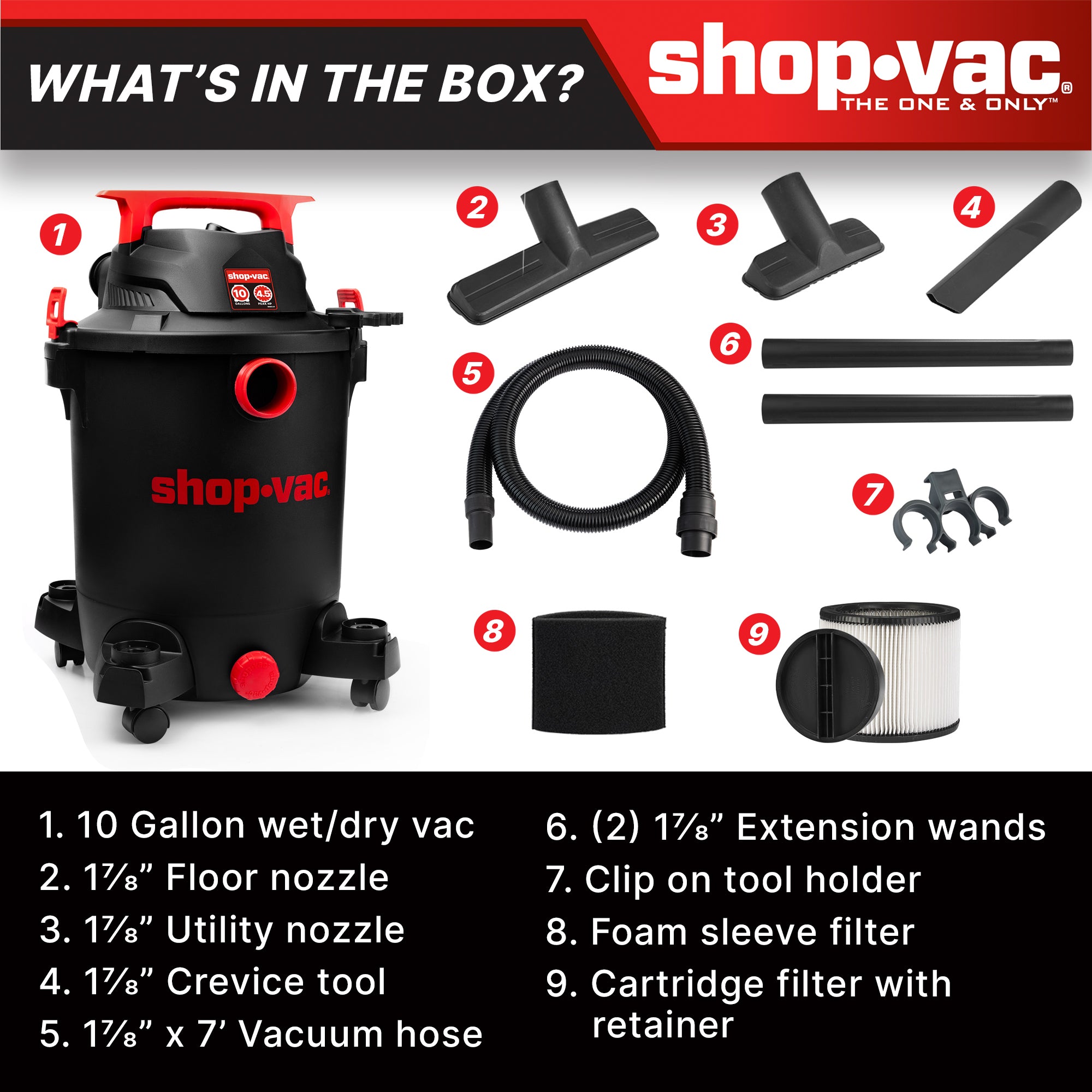 Shop-Vac® 10 Gallon 4.5 Peak HP Wet/Dry Vacuum - Image 4