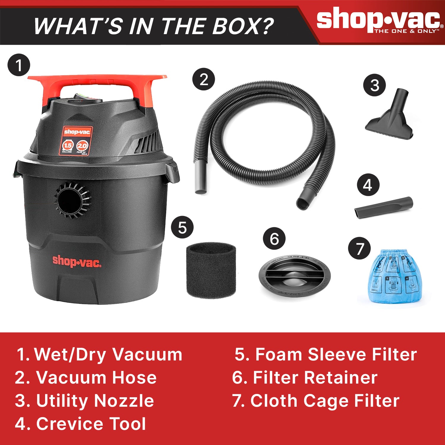 Shop-Vac® 1.5 Gallon 2.0 Peak HP Wet/Dry Vacuum - Image 2