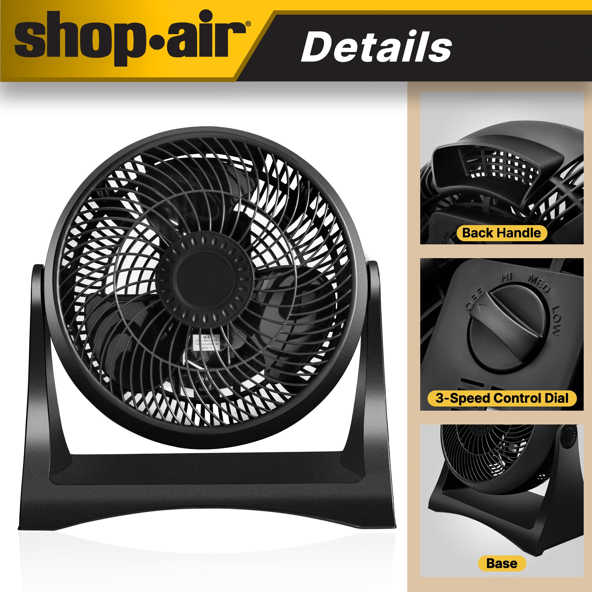 Shop-Air® 8 Wall-Mounted Desk Fan - Image 3