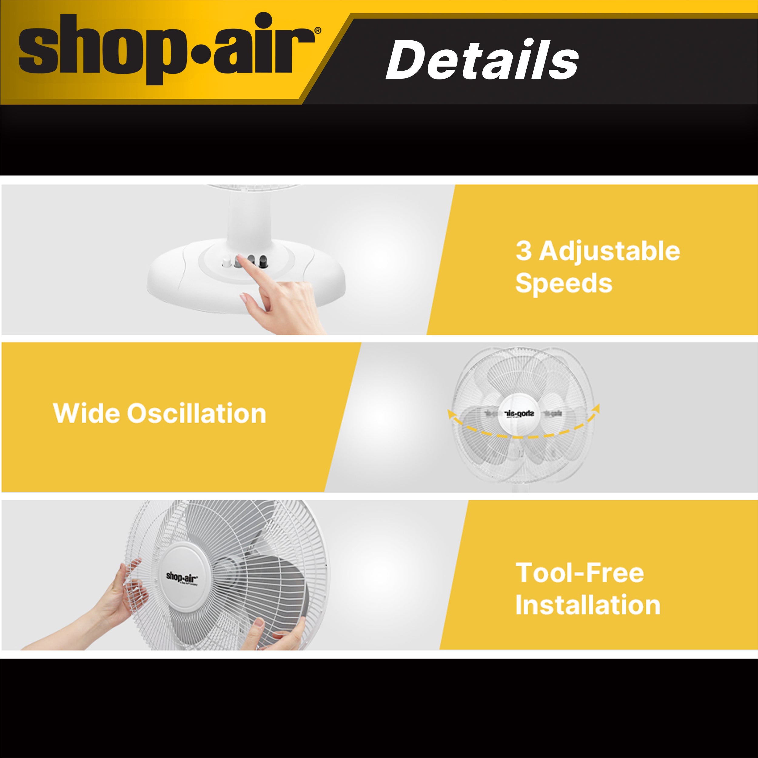 Shop-Air® 16 Oscillating Table Fan - Image 3