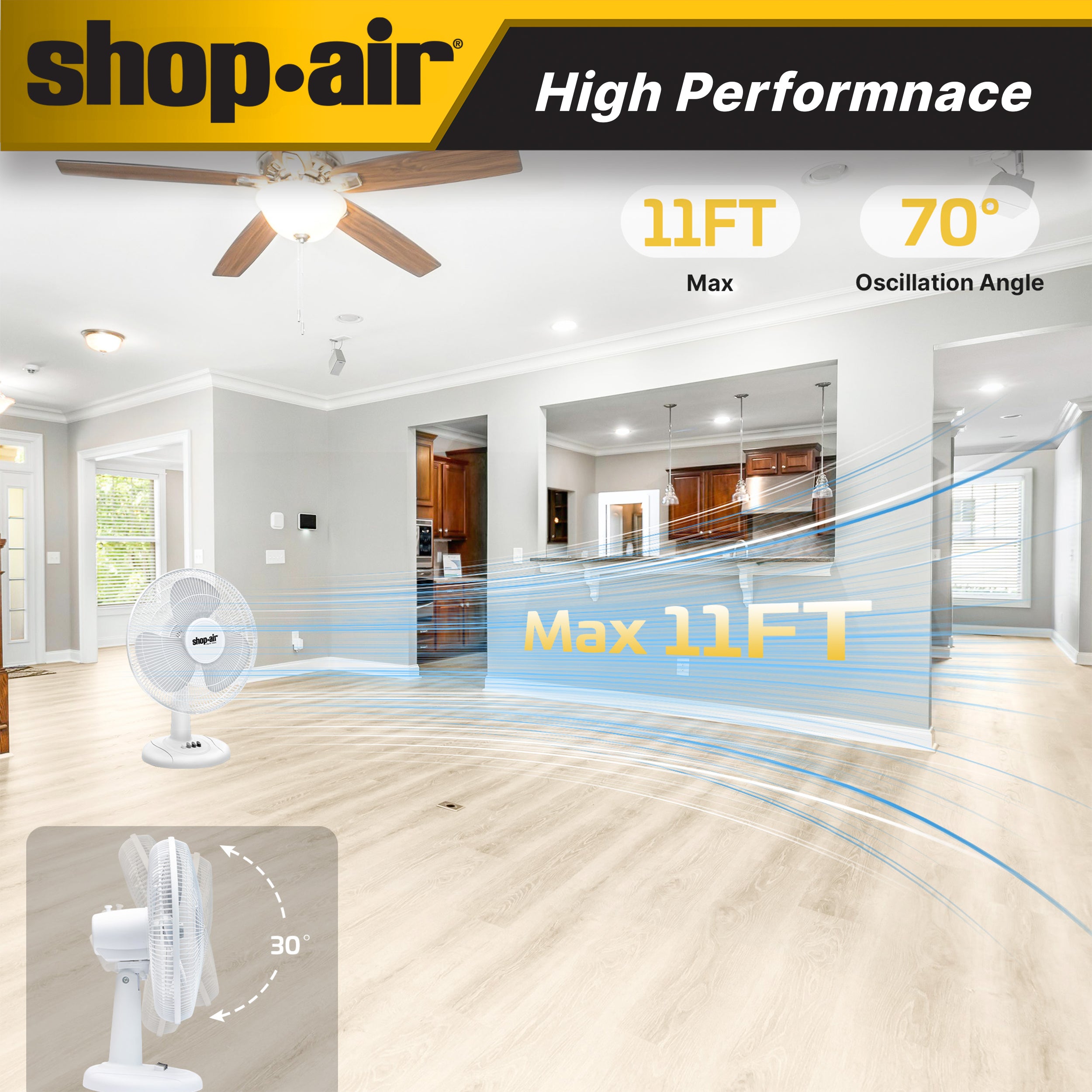 Shop-Air® 16 Oscillating Table Fan - Image 7