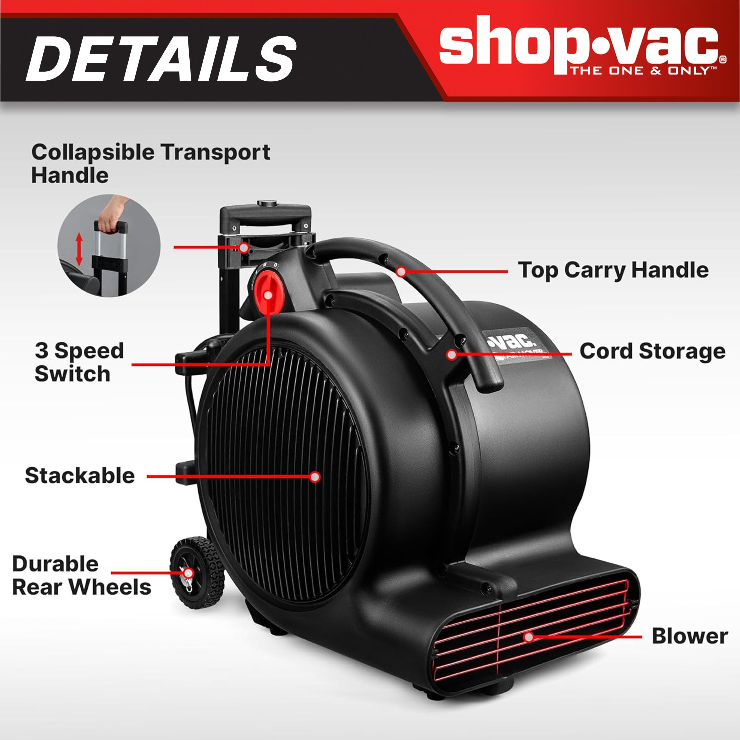 Shop-Vac® 3-Speed 1800 CFM Air Mover - Image 2