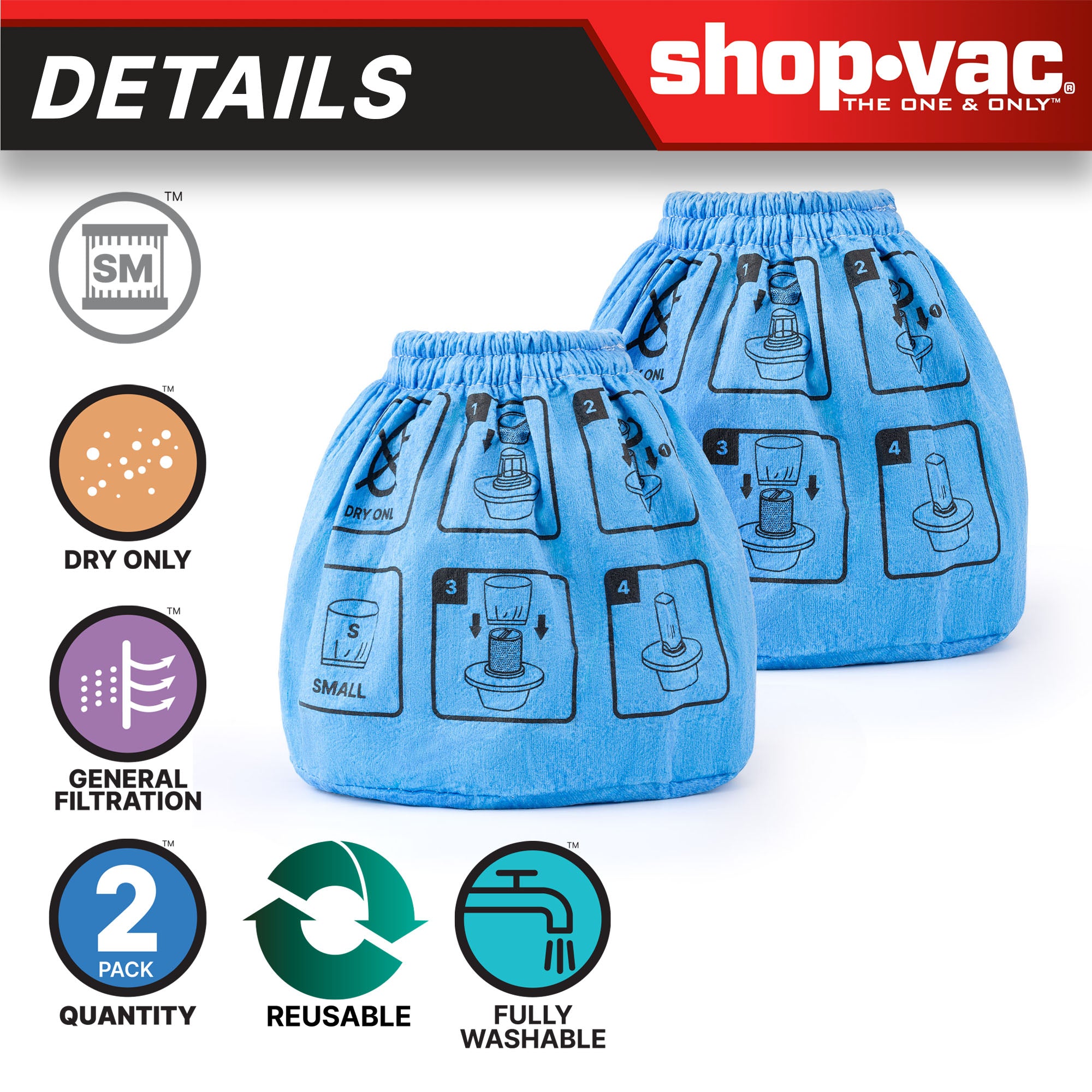 Shop-Vac® Non-Woven Small Cloth Cage Filter (2 Pack) - Image 3