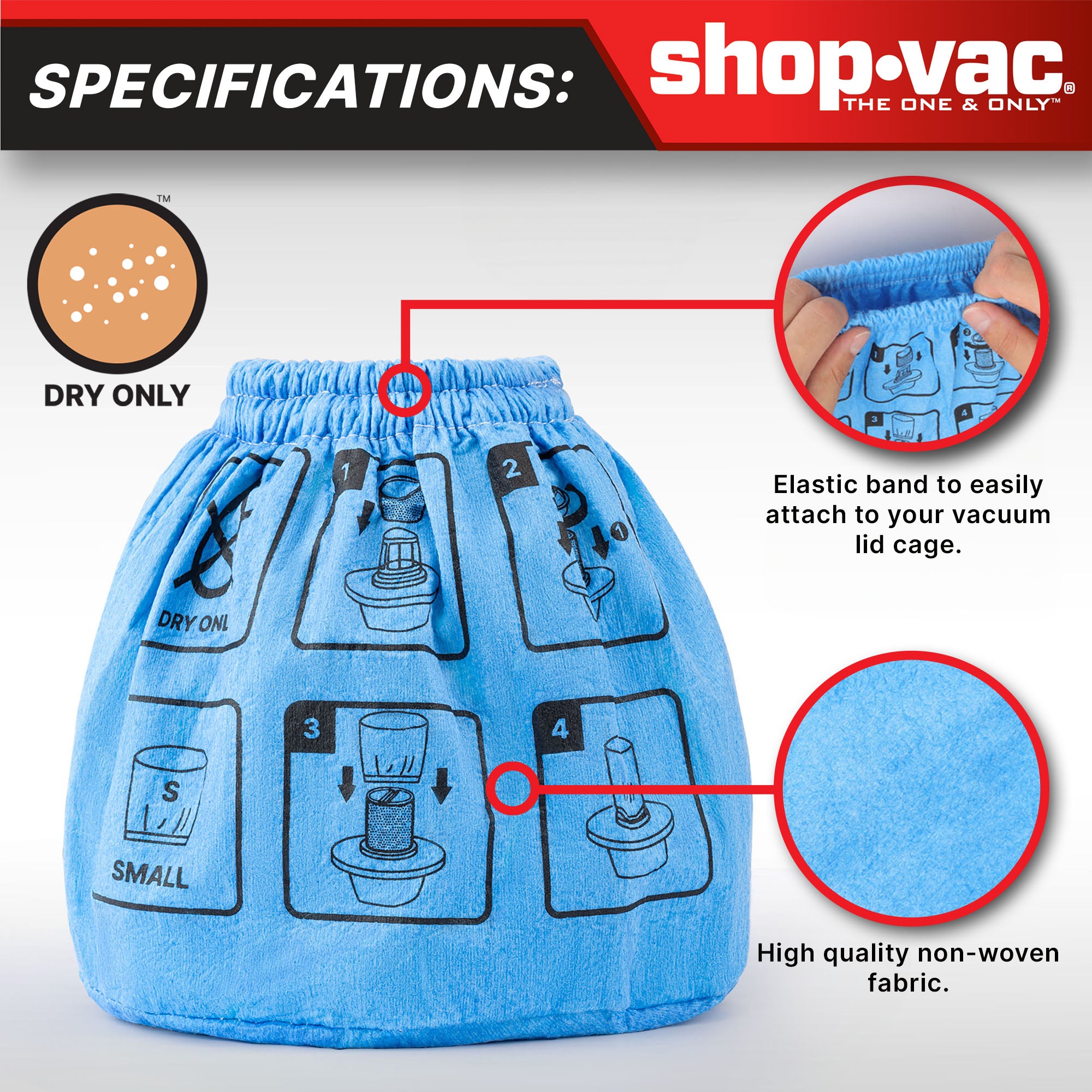 Shop-Vac® Non-Woven Small Cloth Cage Filter (2 Pack) - Image 4