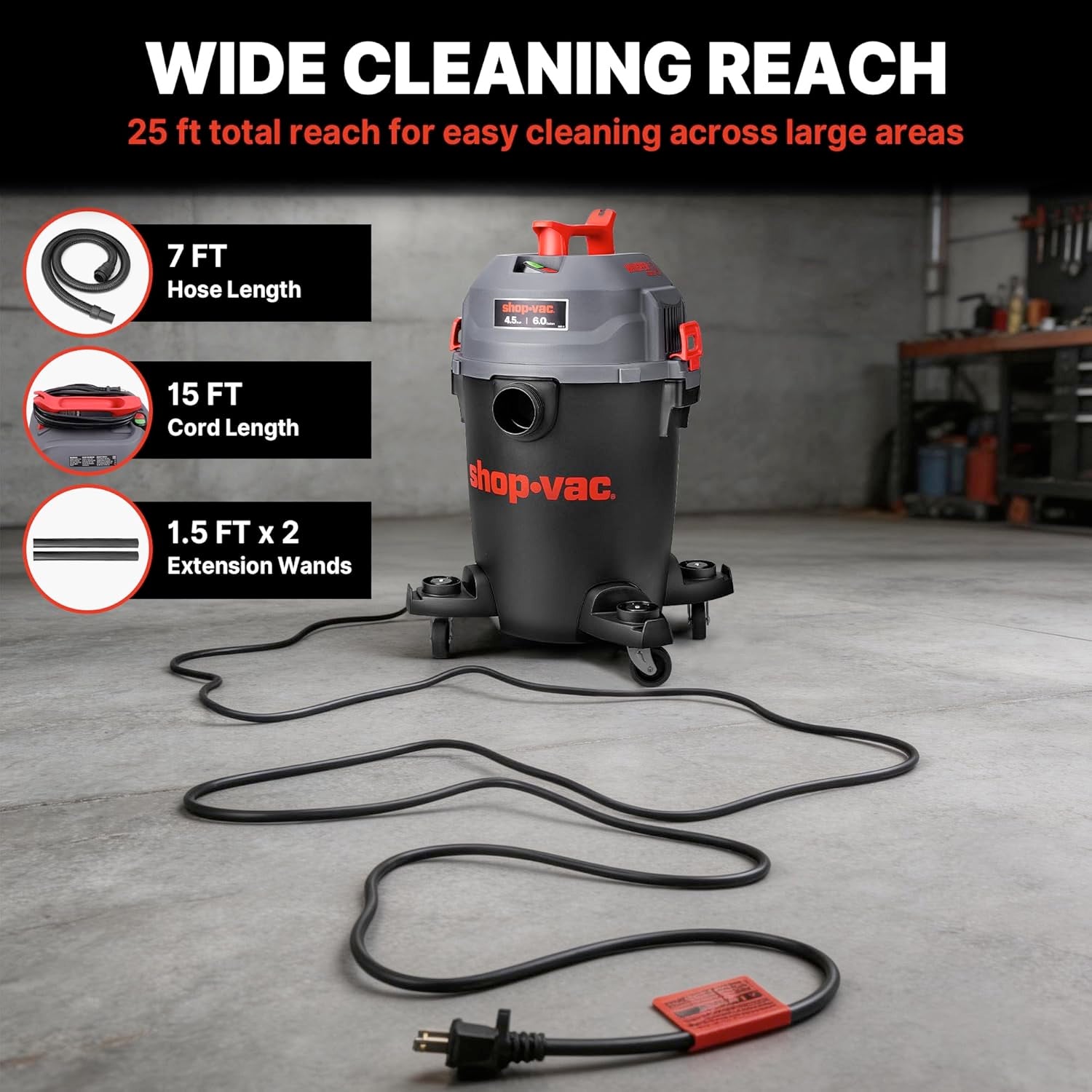 Shop-Vac® 6 Gallon Ultra Quiet 4.5 Peak HP Wet/Dry Vacuum - Image 8