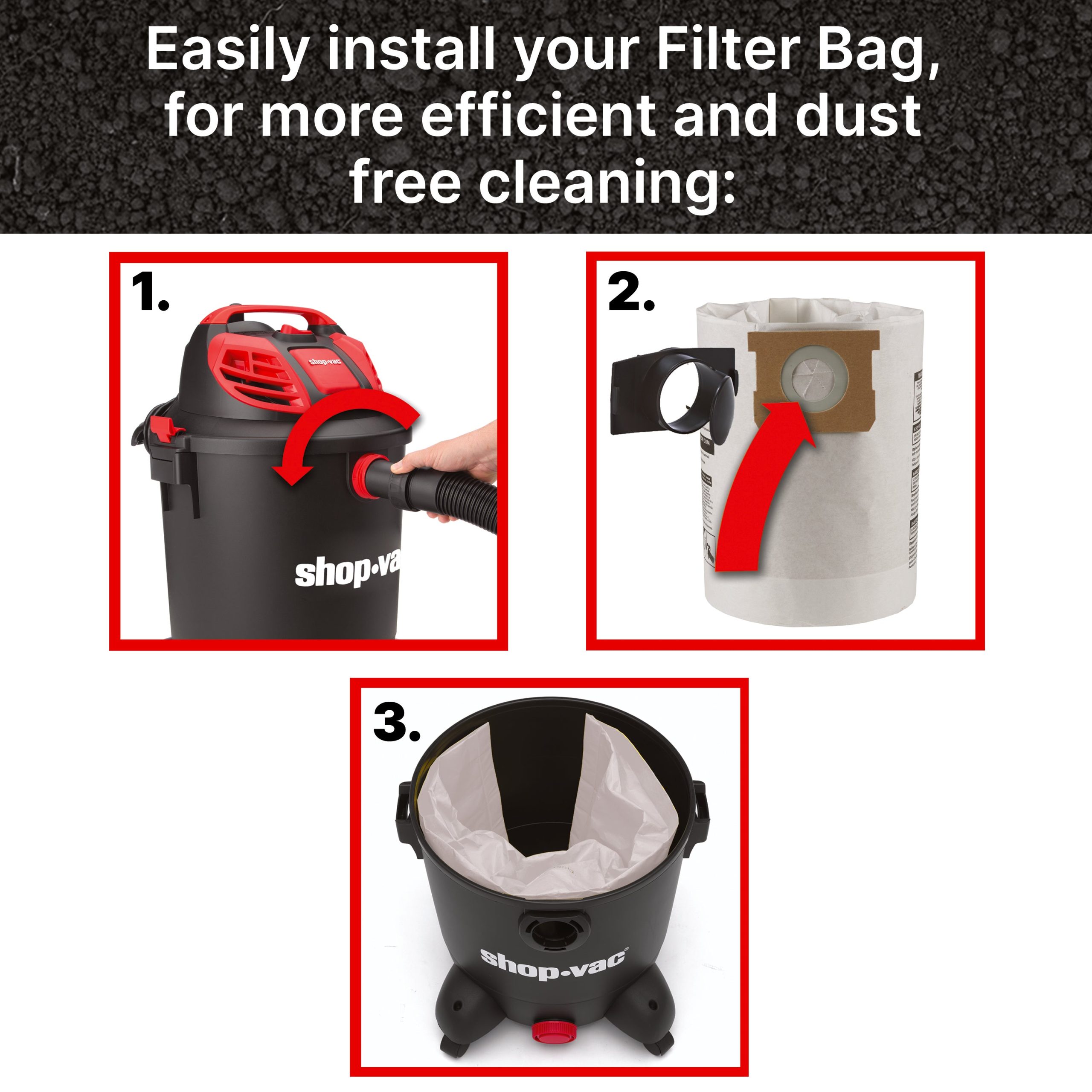 Shop-Vac® 5-8 Gallon Disposable Filter Bags (5 pack) - Image 5