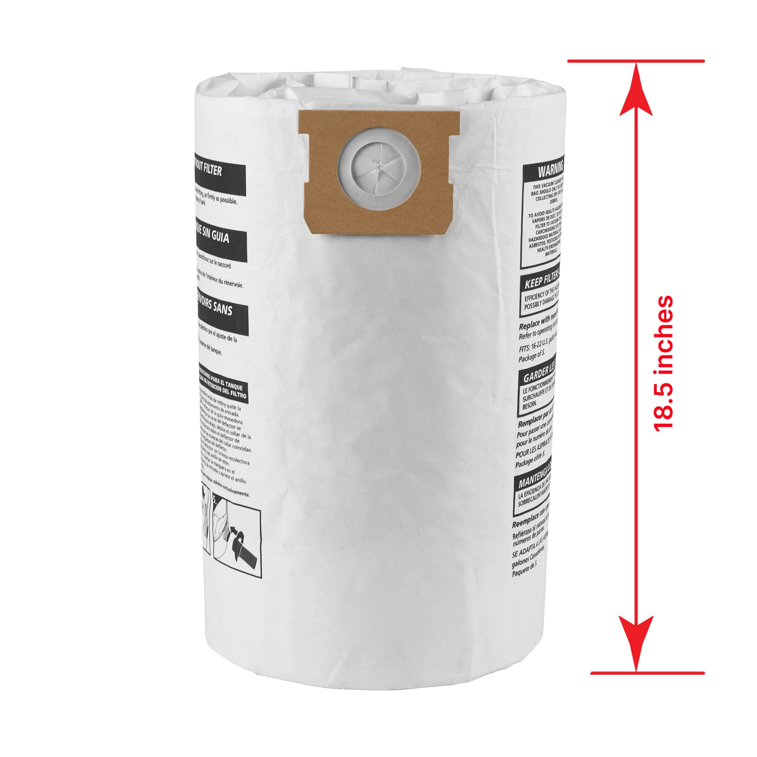 Shop-Vac® 15-22 Gallon Disposable Filter Bags (5 pack) - Image 2