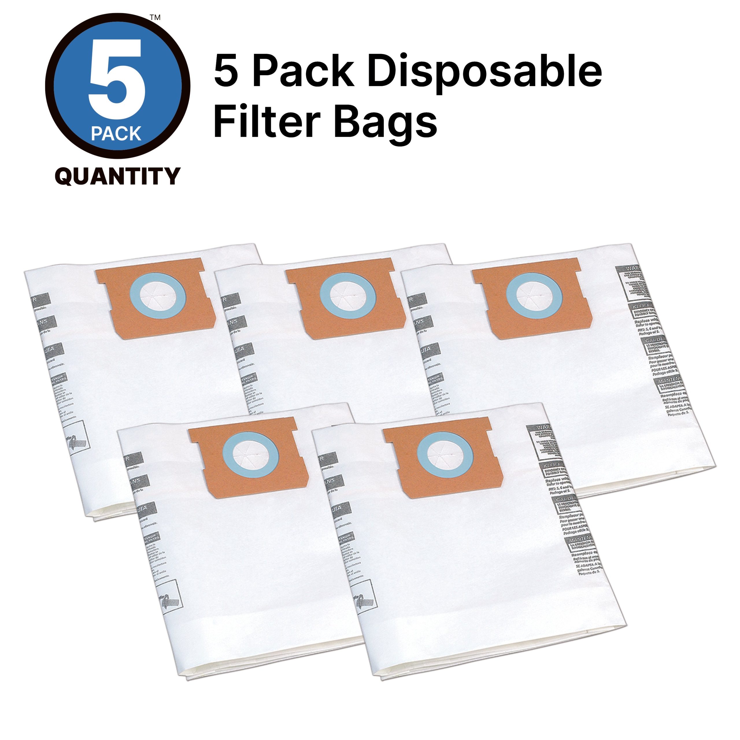 Shop-Vac® 15-22 Gallon Disposable Filter Bags (5 pack)