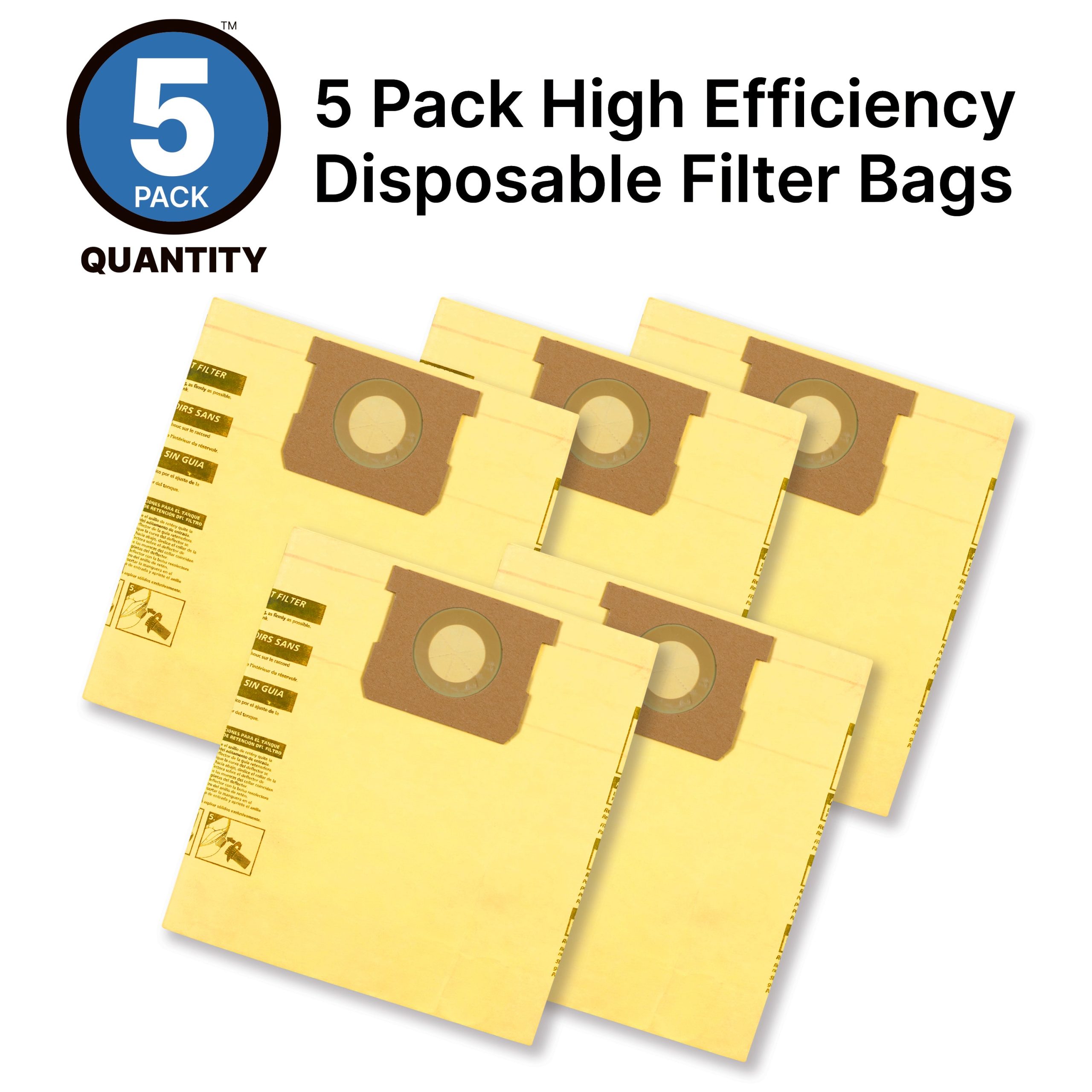 Shop-Vac® 10-14 Gallon High Efficiency Disposable Filter Bags (5 pack)