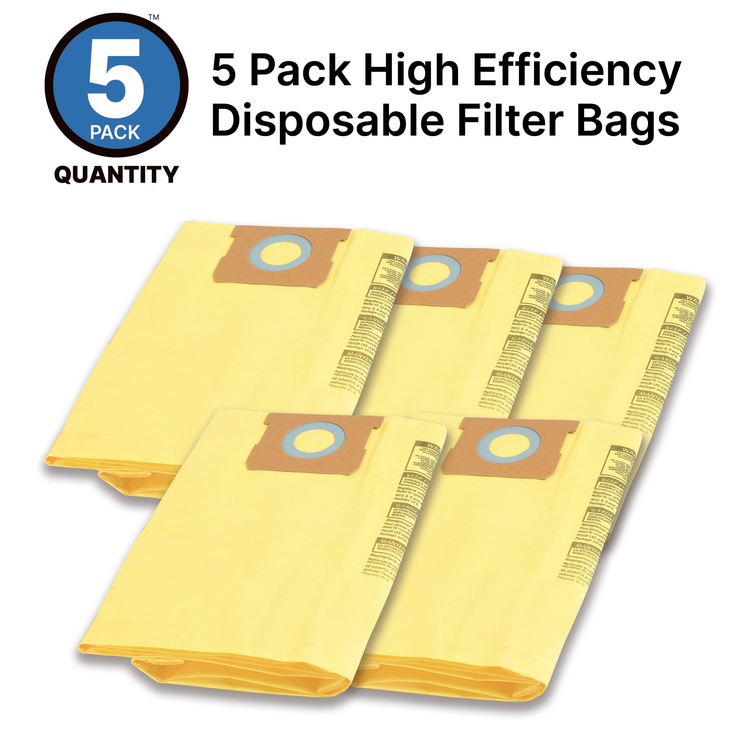Shop-Vac® 15-22 Gallon High Efficiency Disposable Filter Bags (5 pack)