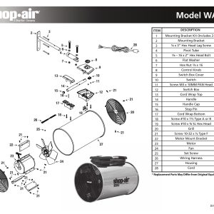 Shop-Vac Parts List for WAIR-25 Models (2000 Max. CFM Air Circulator)